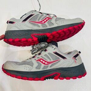 Saucony Gray and Red Trail Sneakers size 10